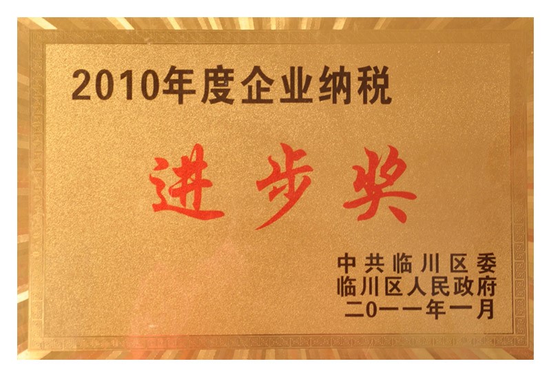 2010年度企業(yè)納稅進(jìn)步獎(jiǎng)